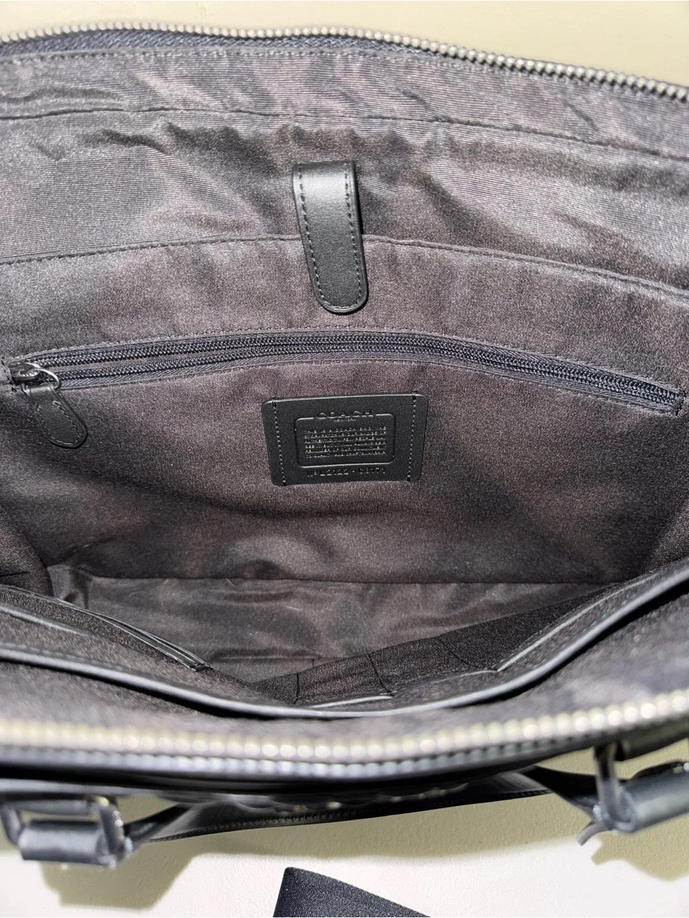 Coach Black Embossed Signature Leather computer bag